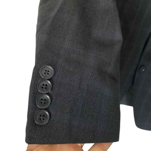 Peter Millar Mens 40S Gray Plaid Long Sleeves Wool 2-Piece Blazer Suit Set - Picture 4 of 14